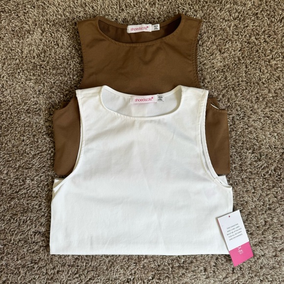 Shoedazzle Seamless Tank Bodysuits Set Tan & White, Size XS/S, Versatile Basics - Picture 12 of 16